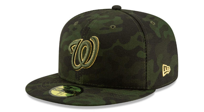 Washington Nationals Armed Forces Day hat. MLB to honor military members with Armed Forces Day hats.