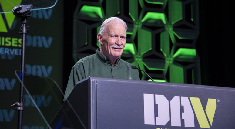 Retired Marine Capt Dale Dye accepts the 2019 DAV bugle award during the DAV National Convention in Orlando Florida Retired Marine Capt Dale Dye accepts the 2019 DAV bugle award during the DAV National Convention in Orlando Florida