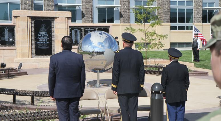 South Dakota Lt. Gov. Matt Michels (left), Maj. Gen. Tim Reisch, adjutant general of the SDNG, and Col. Lynn Wilson, state chaplain, gave speeches honoring the memory of those who made the ultimate sacrifice