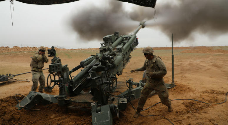 U.S. Army Soldiers assigned to the 3rd Cavalry Regiment, fire their M777 howitzer during counterfire operations on Firebase Saham, Iraq. Despite loss of territory, ISIS remains a potent threat against American interests.