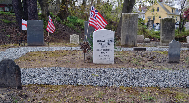 FOUNDING FATHER: Through the work of the Cranston Historical Cemeteries Commission, it was learned that Captain Johnathan Pitcher – one of the founding fathers of the U.S. Navy – is interred off Park Avenue. Capt.JonathanPitcherGrave