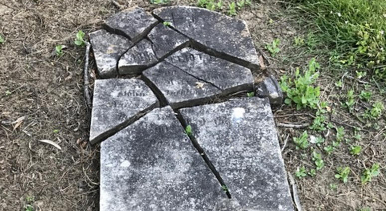 A headstone remains in pieces at the Mare Island Naval Cemetery. A petition has circulated online that aims to bring the cemetery into the hands of the VA. Mare Island
