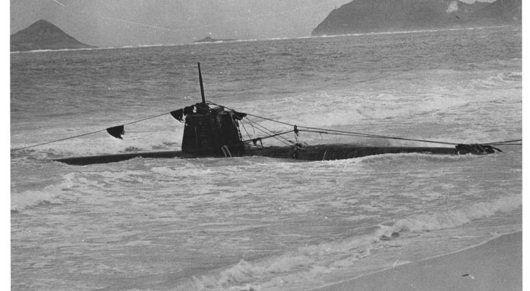 Captured Japanese two-man submarine at Bellows Field, T.H. after the Japanese attack on Pearl Harbor, Dec. 7 1941.