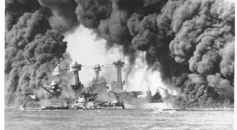 The USS West Virginia (BB45) and the USS Tennessee (BB43) after the Japanese attack on Pearl Harbor, Dec. 7 1941.