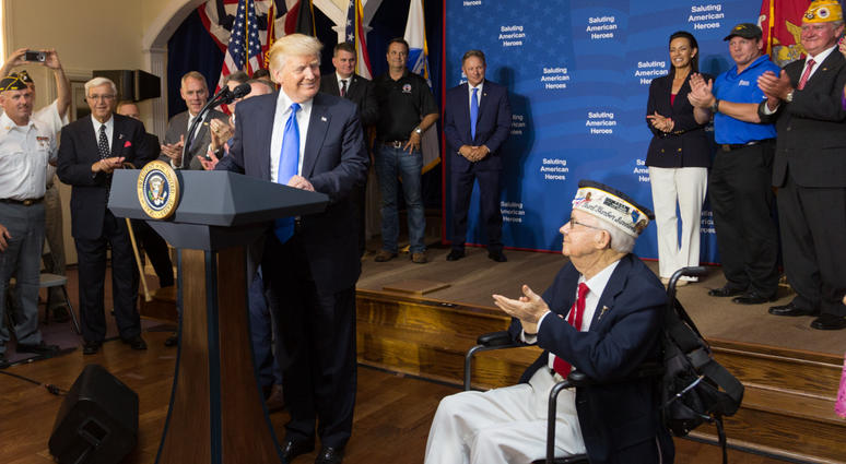 President Trump during a visit to AMVETS Post 44 in Youngstown Ohio in 2017