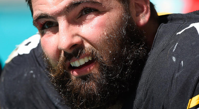Pittsburgh Steelers tackle Alejandro Villanueva (78) looks on from the sideline during the first inning against the at Hard Rock Stadium.