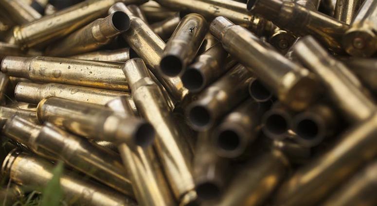 Brass casings from an M2 .50 caliber heavy machine gun sit in a pile during a live fire exercise held at Camp Lejeune, N.C., Aug. 27, 2015. Marines with the 26 Marine Expeditionary Unit and Marine Air Support Squadron 1 conducted the training to increase 2nd Marine Aircraft Wing