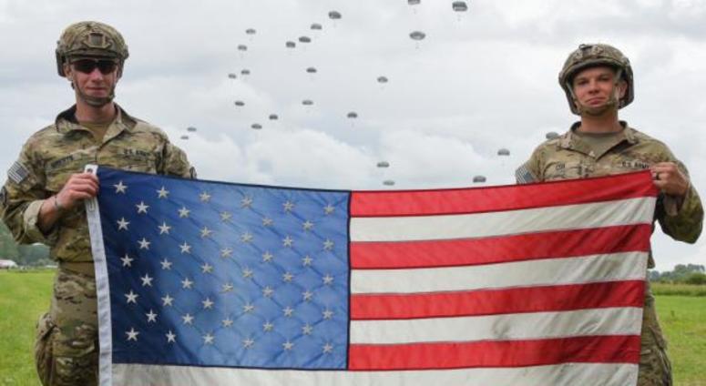 Flag and soldiers