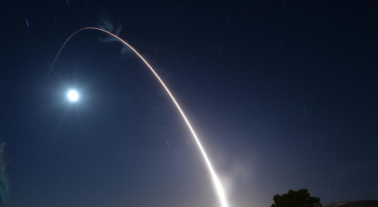 An unarmed U.S. Air Force Minuteman III intercontinental ballistic missile launches during an operational test May 3, 2017, at Vandenberg Air Force Base, Calif.