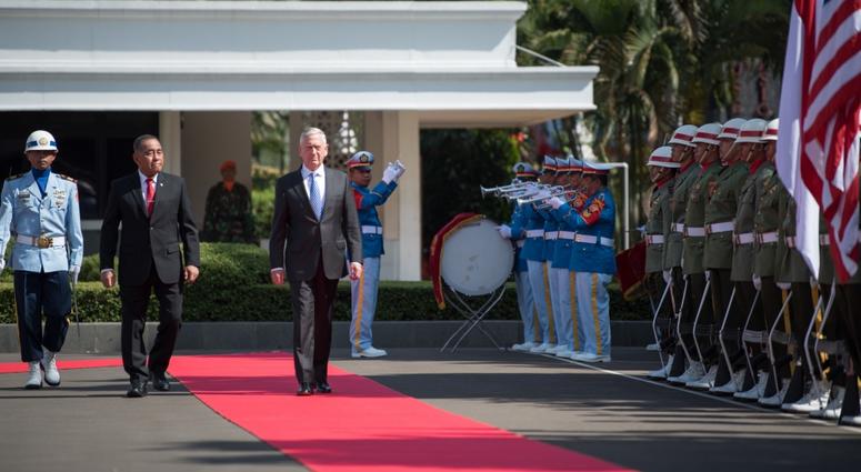 Defense Secretary James N. Mattis meets with the Minister of Defense of Indonesia Ryamizard Ryacudu during a visit to Jakarta, Indonesia on Jan. 23, 2018. mattis indonesia