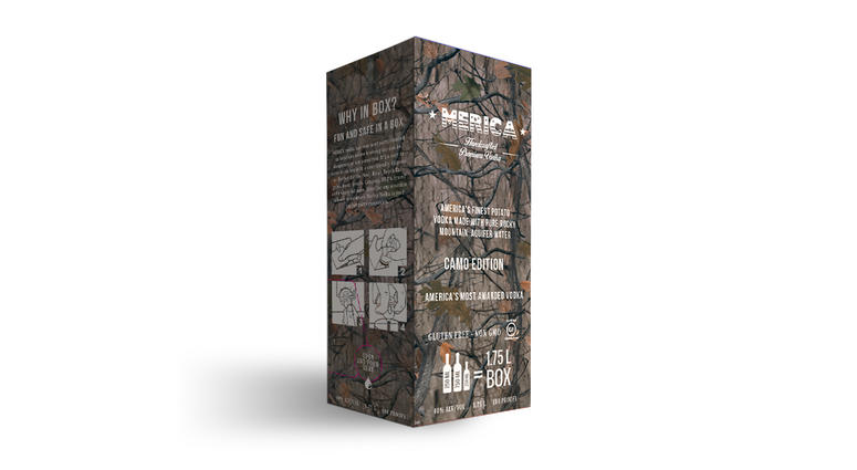A mock-up of Merica Bourbon in a box