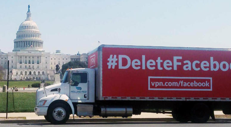 A Rolling Adz truck adorned with an advertisement for a VPN service Rolling Adz is seeking veteran truck drivers to partner with in all 50 states