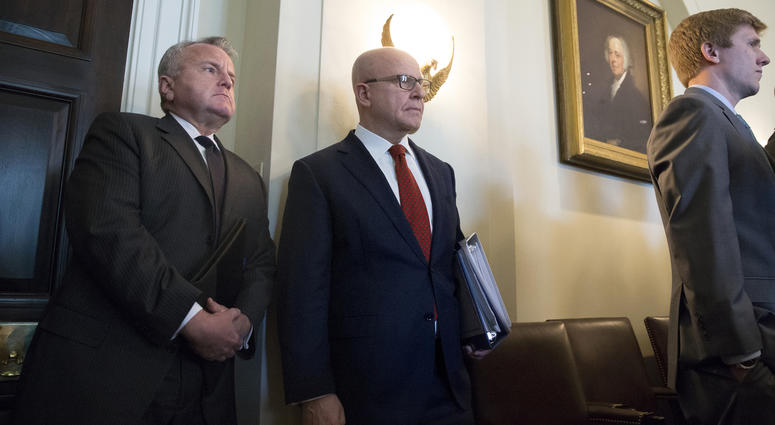 Former US National Security Advisor H.R. McMaster (C) attends a meeting at the White House in March. Former US National Security Advisor H.R. McMaster (C) attends a meeting at the White House in March.