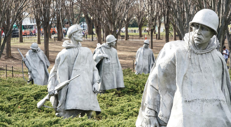 The Korean Veterans Memorial in Washington DC in the United States
