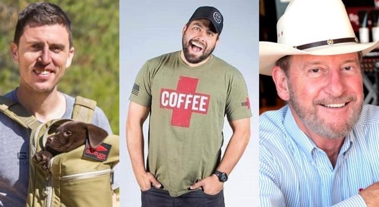 Lto R: GORUCK founder Jason McCarthy, Black Rifle Coffee Companys Jared "JT" Taylor, Sport Clips founder Gordon Logan