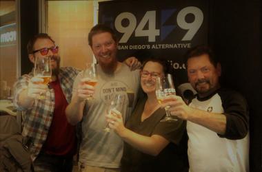 Jeremy, Matt, Rachel, and Ken enjoying a little warm-up beer before the show