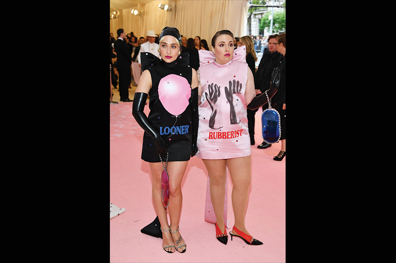 Jemima Kirke and Lena Dunham attend The 2019 Met Gala Celebrating Camp: Notes on Fashion at Metropolitan Museum of Art on May 06, 2019 in New York City. (Photo by Dimitrios Kambouris/Getty Images for The Met Museum/Vogue)