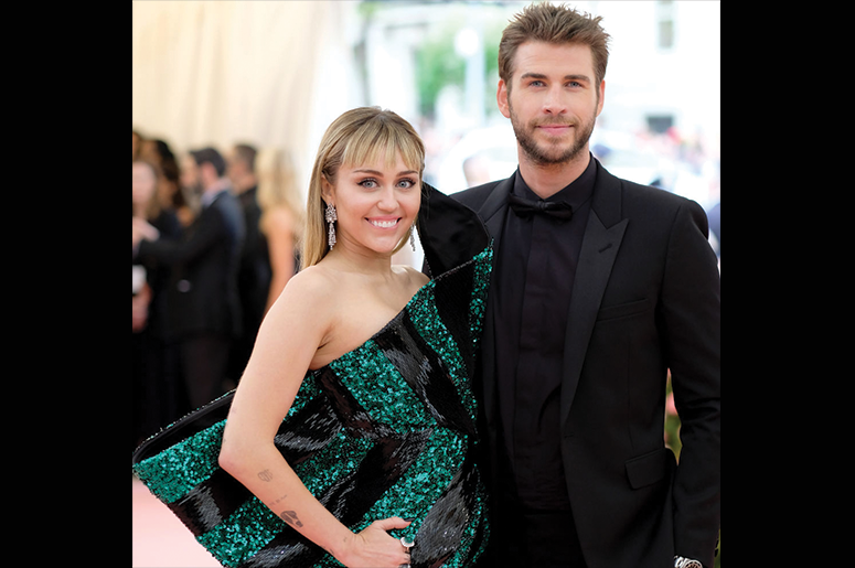Miley Cyrus and Liam Hemsworth attend The 2019 Met Gala Celebrating Camp: Notes on Fashion at Metropolitan Museum of Art on May 06, 2019 in New York City. (Photo by Dimitrios Kambouris/Getty Images for The Met Museum/Vogue)