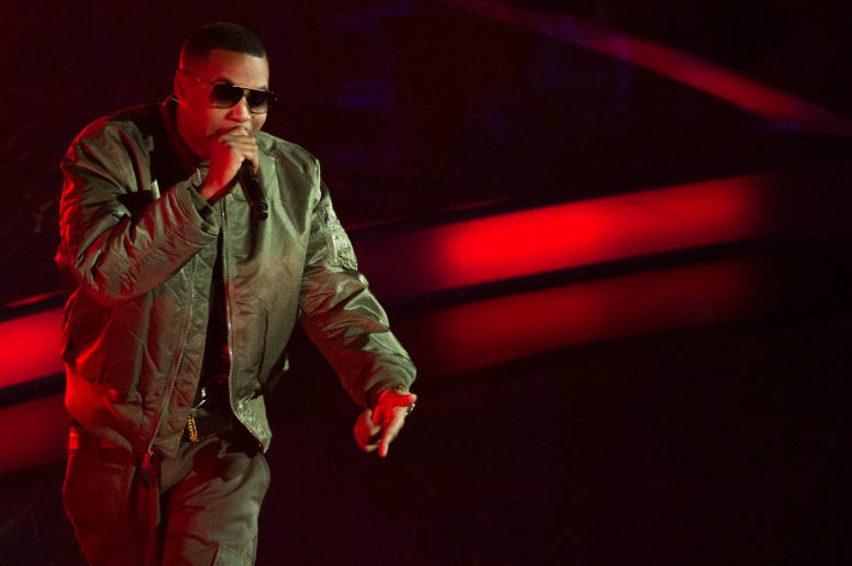 Nas before the 2015 NBA All-Star Game. Nas (Nasir Jones) performs before the 2015 NBA All-Star Game at Madison Square Garden.