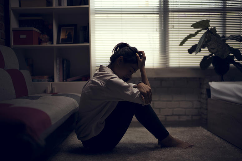 Business woman is depressed. She felt stressed and alone in the house. Business woman is depressed. She felt stressed and alone in the house.