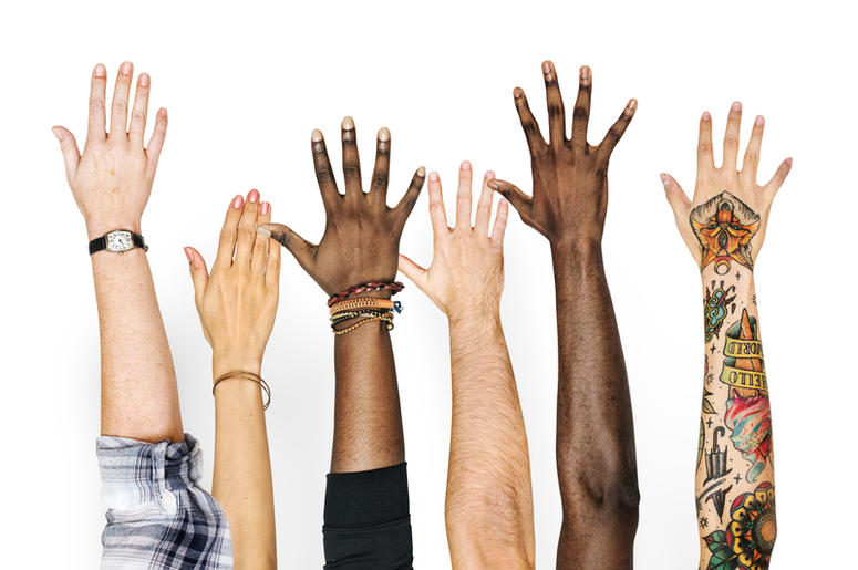 Diversity Hands Raised Up