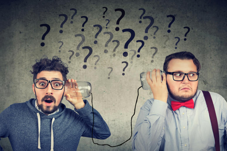 Two men having trouboe communicating