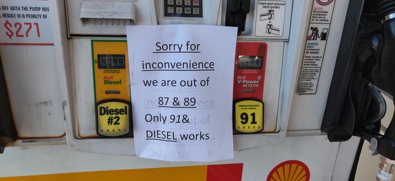 A Shell station in Windsor had run out of some types of fuel as customers stockpiled gas before a planned power outage by PG&E on Oct. 9, 2019. A Shell station in Windsor had run out of some types of fuel as customers stockpiled gas before a planned power outage by PG&E on Oct. 9, 2019.