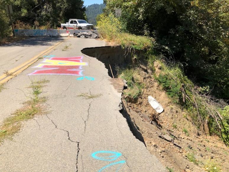 Crumbling pavement on Moscow Road in Guerneville Crumbling pavement on Moscow Road in Guerneville
