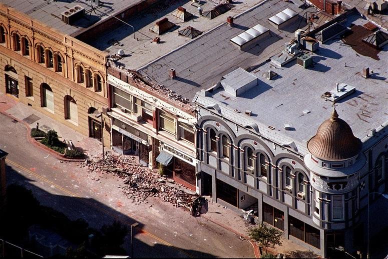 Cooper Street Damage in Santa Cruz, CA after 1989 Loma Prieta earthquake Cooper Street in Santa Cruz, California, is shown after the Loma Prieta earthquake in 1989.