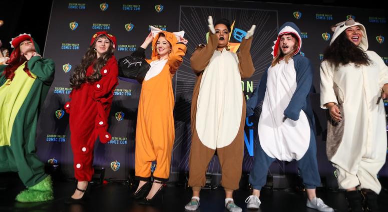 The so-called "geek fashion" show at the 2018 Silicon Valley Comic Con in San Jose. The so-called "geek fashion" show at the 2018 Silicon Valley Comic Con in San Jose.