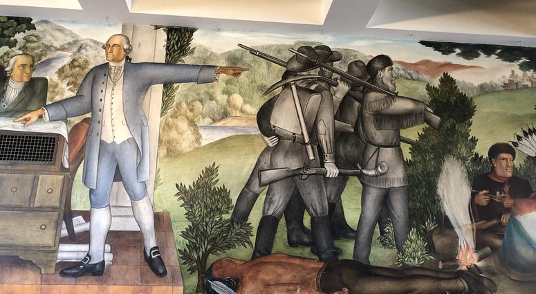 The "Life of Washington" mural in George Washington High School was available for the public to view on Aug. 1, 2019. The "Life of Washington" mural in George Washington High School was available for the public to view on Aug. 1, 2019.
