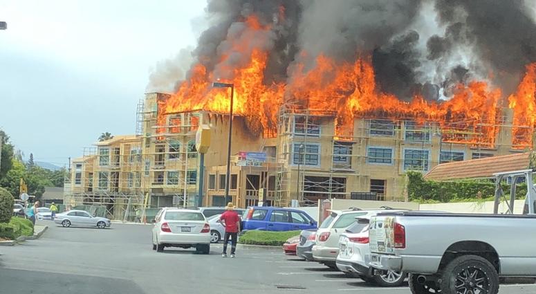 A huge fire spread quickly throughout a construction site in Santa Clara on June 28, 2019. A huge fire spread quickly throughout a construction site in Santa Clara on June 28, 2019.