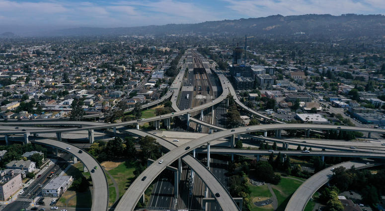 Traffic moves through an interchange along Interstate 580 on July 25, 2019 in Oakland, California. Traffic moves through an interchange along Interstate 580 on July 25, 2019 in Oakland, California.