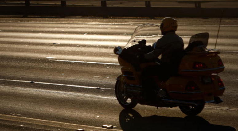 Motorcyclist on California Freeway Motorcyclist on California Freeway