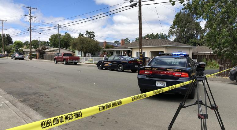 Police tape surrounds the site of two discovered bodies in a Castro Valley home on June 26, 2019. Police tape surrounds the site of two discovered bodies in a Castro Valley home on June 26, 2019.
