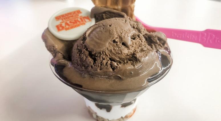 Upside Down Sundae at Baskin Robbins, one of the treats from the new "Stranger Things" collection upside down sundae