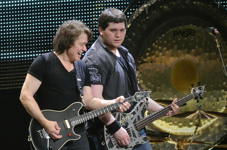 Guitarist Eddie Van Halen and his son/bassist Wolfgang Van Halen Guitarist Eddie Van Halen and his son/bassist Wolfgang Van Halen