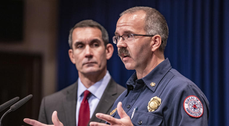 Auditor General Eugene DePasquale, Harrisburg Fire Chief Brian Enterline Auditor General Eugene DePasquale, Harrisburg Fire Chief Brian Enterline