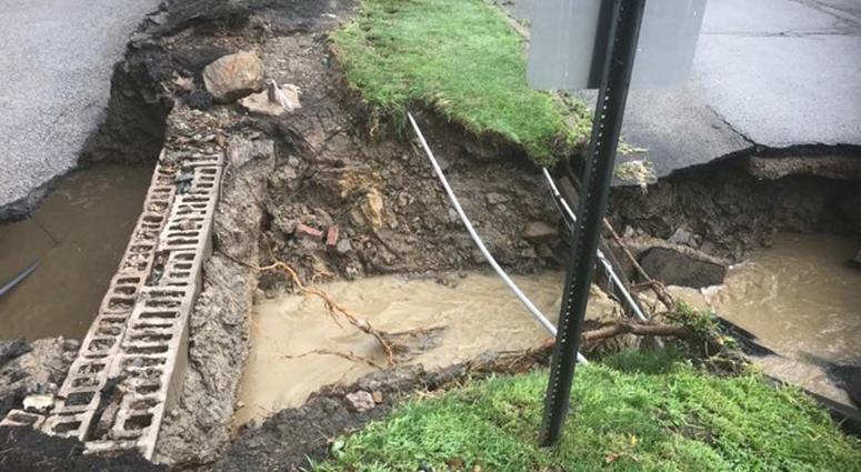 Heavy Rains Cause Sinkhole To Open Along McKnight Road Heavy Rains Cause Sinkhole To Open Along McKnight Road