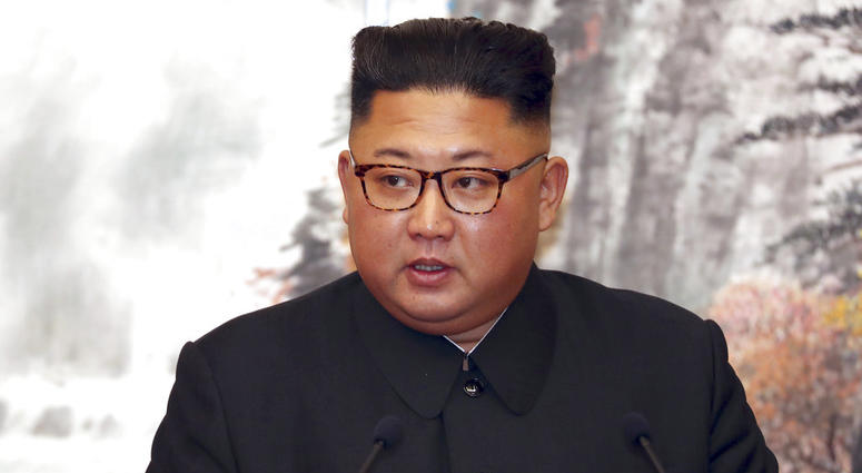 file photo, North Korean leader Kim Jong Un speaks during a joint press conference with South Korean President Moon Jae-in at the Paekhwawon State Guesthouse in Pyongyang, North Korea. DO NOT USE