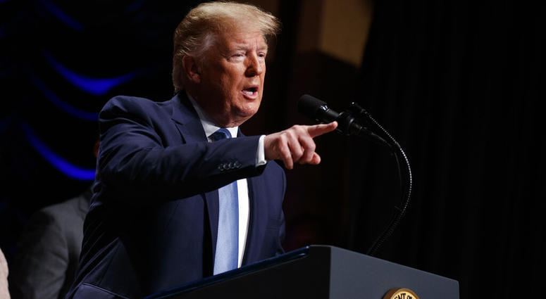 President Donald Trump speaks during an event on kidney health at the Ronald Reagan Building and International Trade Center, Wednesday, July 10, 2019, in Washington AP DO NOT USE