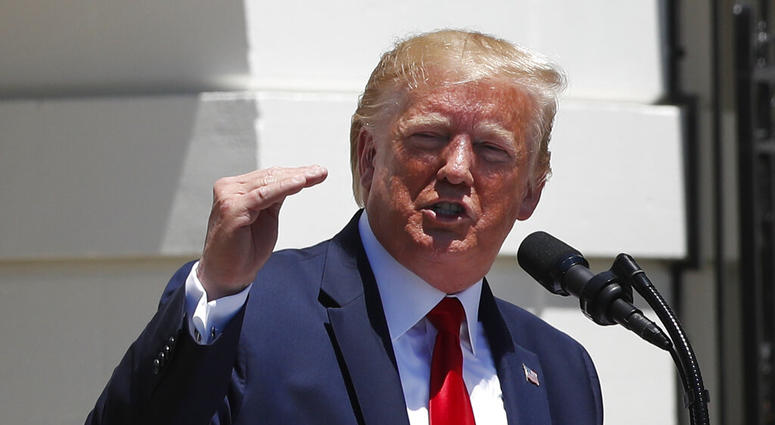 President Donald Trump speaks during a Made in America showcase on the South Lawn of the White House in Washington, Monday, July 15, 2019.