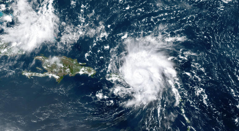 National Oceanic and Atmospheric Administration (NOAA), shows Dorian, a Category 1 hurricane, crossing over the U.S. and British Virgin Islands National Oceanic and Atmospheric Administration (NOAA), shows Dorian, a Category 1 hurricane, crossing over the U.S. and British Virgin Islands