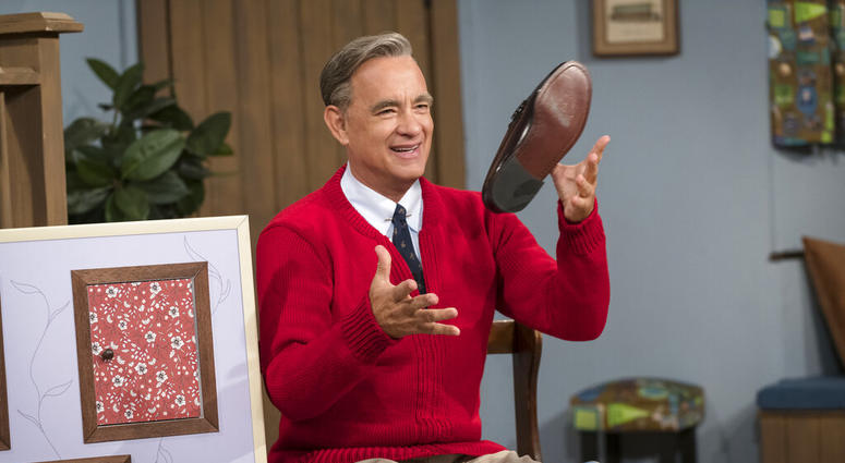 Tom Hanks as Mister Rogers in a scene from "A Beautiful Day In the Neighborhood," in theaters on Nov. 22. Tom Hanks as Mister Rogers in a scene from "A Beautiful Day In the Neighborhood," in theaters on Nov. 22.