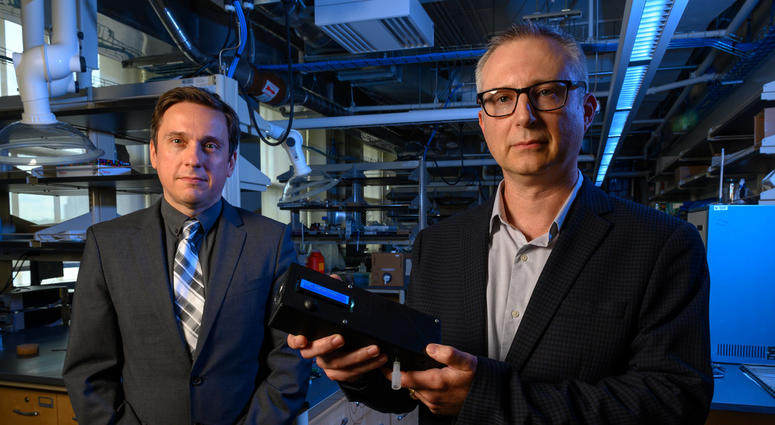 prototype with Dr. Star and collaborator Professor Ervin Sejdic.