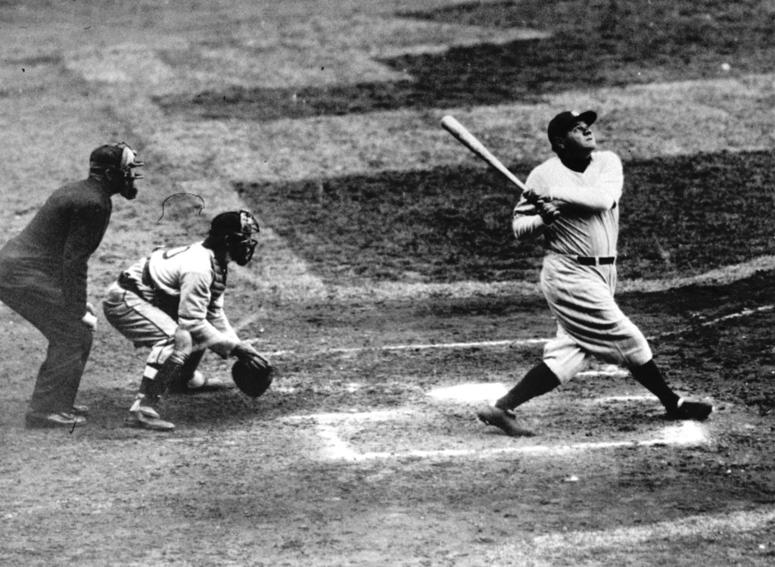 The Sultan of Swat hitting a home run DO NOT USE