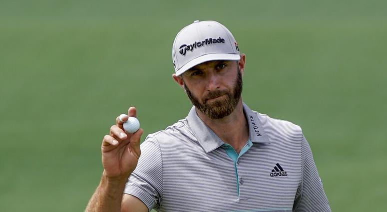 Dustin Johnson reacts on the second hole during the third round for the Masters golf tournament Saturday, April 13, 2019, in Augusta, Ga. Dustin Johnson reacts on the second hole during the third round for the Masters golf tournament Saturday, April 13, 2019, in Augusta, Ga.