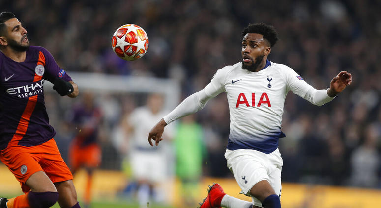 Manchester City's Riyad Mahrez, left, challenges for the ball with Tottenham's Danny Rose during the Champions League, round of 8, first-leg soccer match between Tottenham Hotspur and Manchester City at the Tottenham Hotspur stadium in London, Tuesday, Ap Manchester City's Riyad Mahrez, left, challenges for the ball with Tottenham's Danny Rose during the Champions League, round of 8, first-leg soccer match between Tottenham Hotspur and Manchester City at the Tottenham Hotspur stadium in London, Tuesday, Ap