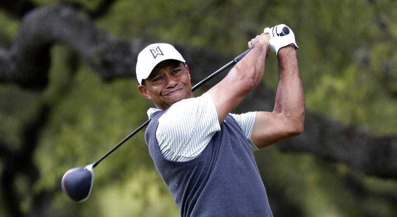 Tiger Woods watches his drive on the eighth hole during fourth round play at the Dell Technologies Match Play Championship golf tournament, Saturday, March 30, 2019, in Austin, Texas. Tiger Woods watches his drive on the eighth hole during fourth round play at the Dell Technologies Match Play Championship golf tournament, Saturday, March 30, 2019, in Austin, Texas.