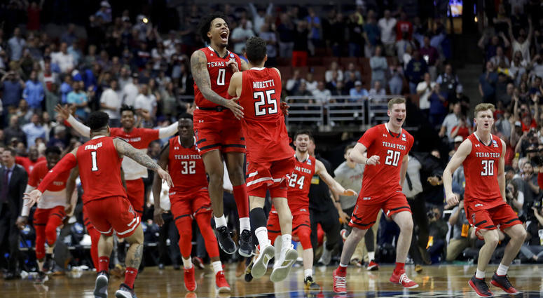 Texas Tech celebrates after a win against Gonzaga in the West Regional final in the NCAA men's college basketball tournament Saturday, March 30, 2019, in Anaheim, Calif. Texas Tech won 75-69. Texas Tech celebrates after a win against Gonzaga in the West Regional final in the NCAA men's college basketball tournament Saturday, March 30, 2019, in Anaheim, Calif. Texas Tech won 75-69.